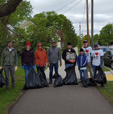 Picking up litter for the Amazing Eau Claire Cleaup