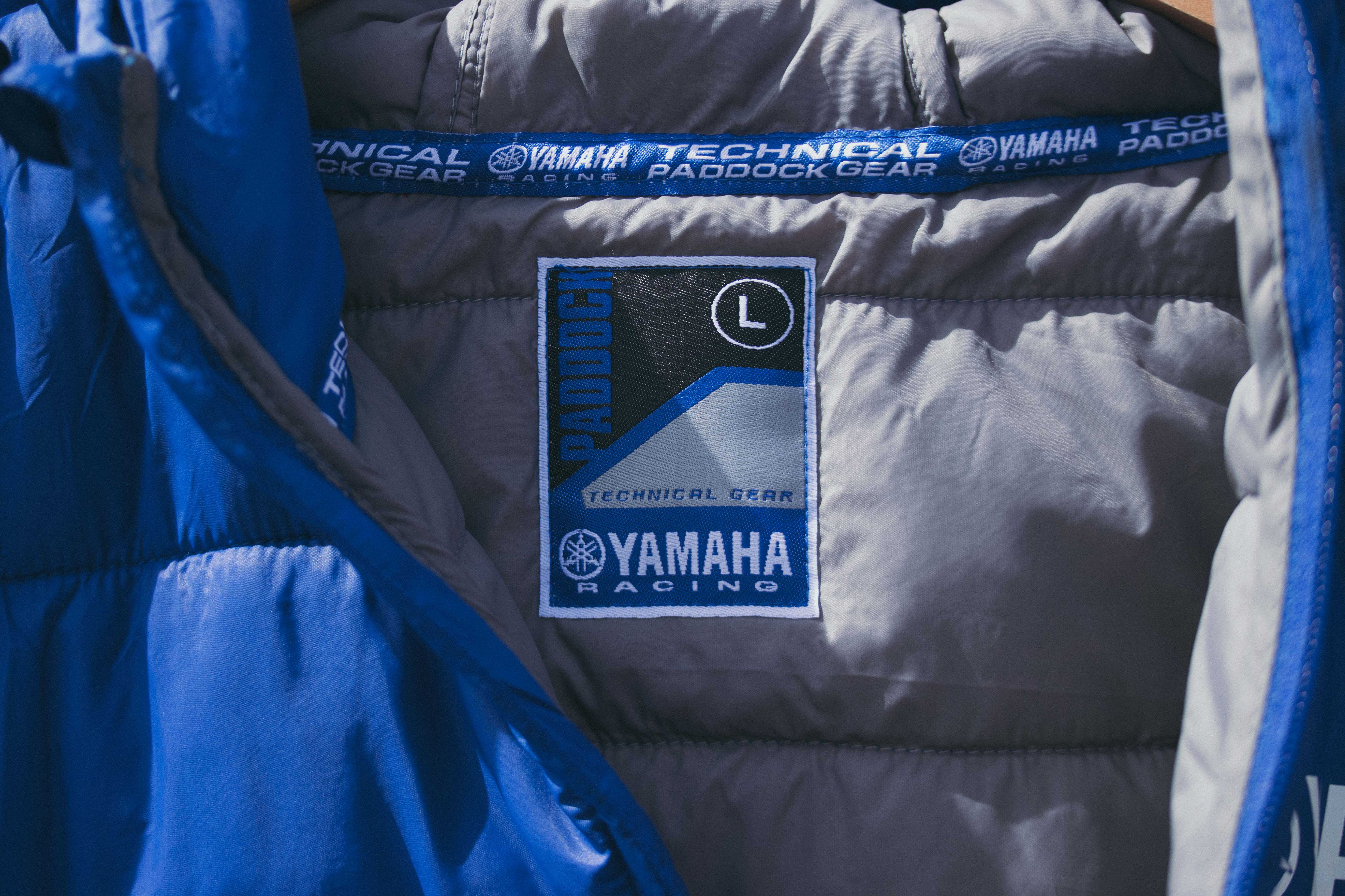 Close up of the private label detail on a Yamaha Puff jacket